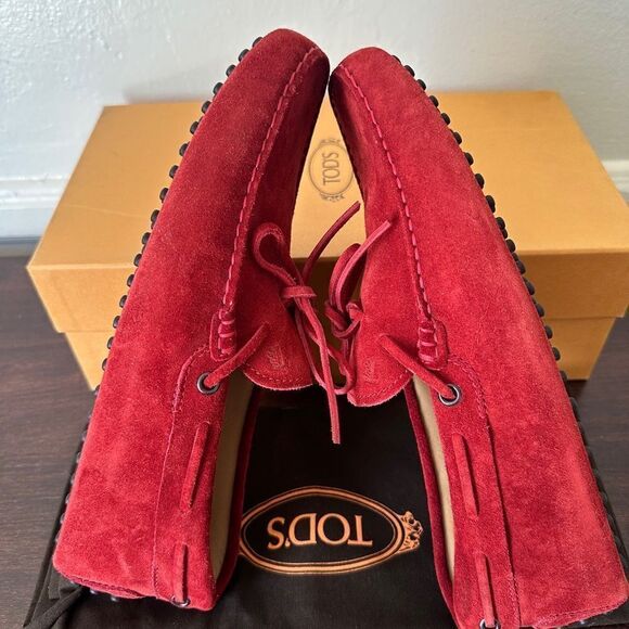TOD’S Men\'s Red Suede slip-on driving Loafers size US6 1/2 , EU 39 new in box main image 6